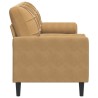 Canapé 3 places avec oreillers décoratifs marron 180 cm velours 