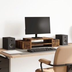 Support de moniteur avec rangement chêne fumé bois d'ingénierie 