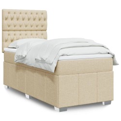 Sommier à lattes de lit et matelas Crème 90x190 cm Tissu 