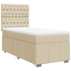 Sommier à lattes de lit et matelas Crème 90x190 cm Tissu 