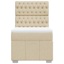 Sommier à lattes de lit et matelas Crème 90x190 cm Tissu 