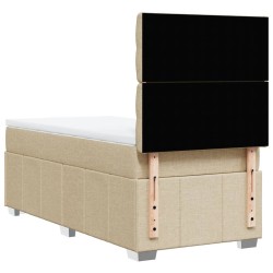 Sommier à lattes de lit et matelas Crème 90x190 cm Tissu 