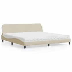 Lit avec matelas crème 200x200 cm tissu 
