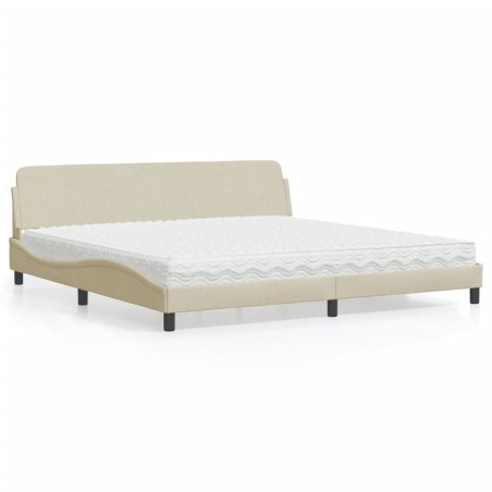 Lit avec matelas crème 200x200 cm tissu 