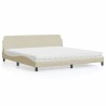 Lit avec matelas crème 200x200 cm tissu 