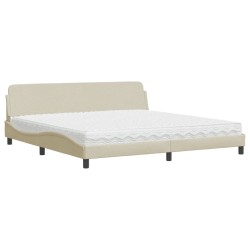 Lit avec matelas crème 200x200 cm tissu 