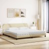 Lit avec matelas crème 200x200 cm tissu 