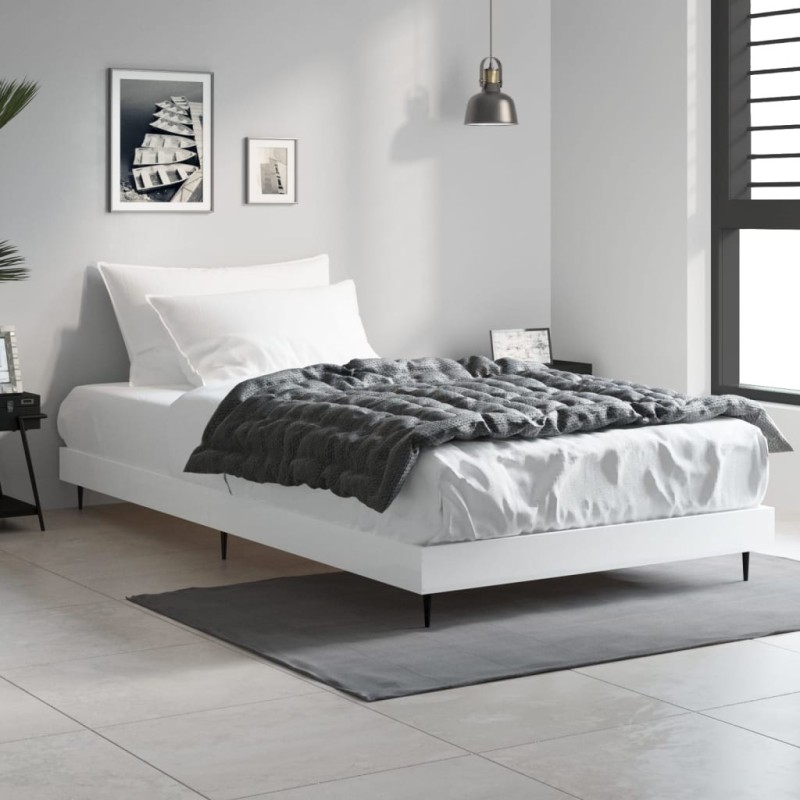 Cadre de lit sans matelas blanc 100x200 cm bois d'ingénierie Cadre de lit sans matelas blanc 100x200 cm bois d'ingénierie