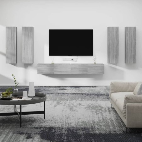 Ensemble de meubles TV 6 pcs Sonoma gris Bois d'ingénierie 
