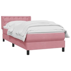 Sommier à lattes de lit avec matelas rose 90x210 cm velours 