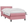 Sommier à lattes de lit avec matelas rose 90x210 cm velours 