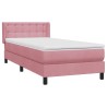 Sommier à lattes de lit avec matelas rose 90x210 cm velours 