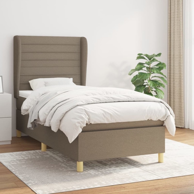 Sommier à lattes de lit avec matelas Taupe 90x190 cm Tissu 