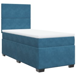 Sommier à lattes de lit avec matelas bleu 90x190 cm velours 