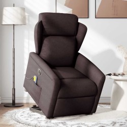 Fauteuil inclinable de massage électrique Marron foncé Tissu 