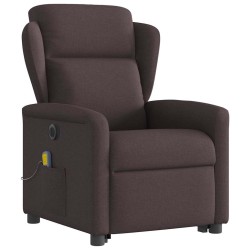 Fauteuil inclinable de massage électrique Marron foncé Tissu 