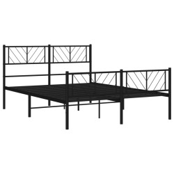 Cadre de lit métal sans matelas avec pied de lit noir 120x190cm 