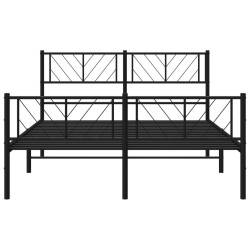 Cadre de lit métal sans matelas avec pied de lit noir 120x190cm 
