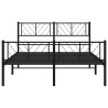 Cadre de lit métal sans matelas avec pied de lit noir 120x190cm 