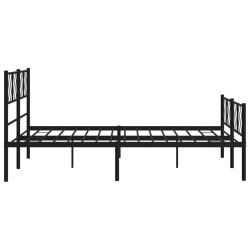 Cadre de lit métal sans matelas avec pied de lit noir 120x190cm 