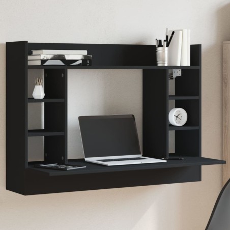 Bureau mural noir 105x48x75 cm bois d'ingénierie 