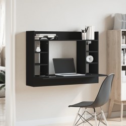 Bureau mural noir 105x48x75 cm bois d'ingénierie 