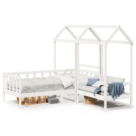 Ensemble de lit de jour et de banc et toit sans matelas blanc 