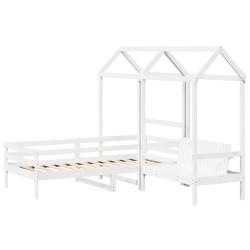 Ensemble de lit de jour et de banc et toit sans matelas blanc 