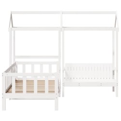 Ensemble de lit de jour et de banc et toit sans matelas blanc 