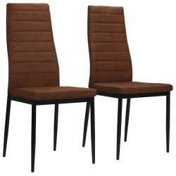 Chaises à manger lot de 2 marron tissu 