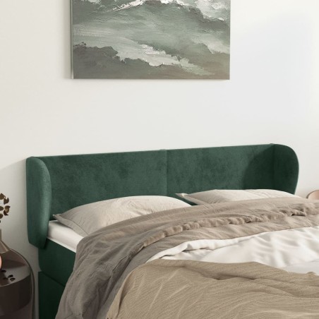 Tête de lit avec oreilles Vert foncé 147x23x78/88 cm Velours 