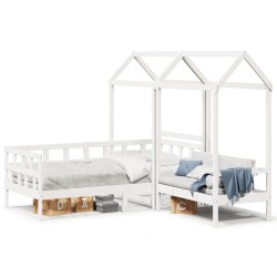Ensemble de lit de jour avec toit sans matelas blanc 90x200 cm 