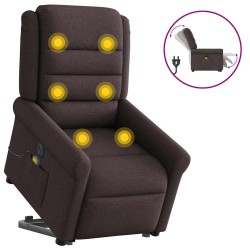 Fauteuil inclinable de massage électrique Marron foncé Tissu 