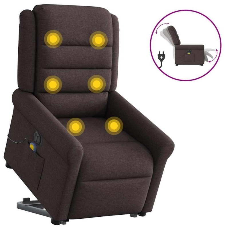 Fauteuil inclinable de massage électrique Marron foncé Tissu 