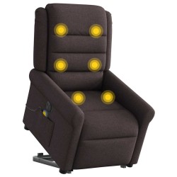 Fauteuil inclinable de massage électrique Marron foncé Tissu 