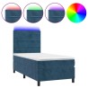 Sommier à lattes de lit matelas LED Bleu foncé 80x200cm Velours 
