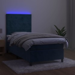 Sommier à lattes de lit matelas LED Bleu foncé 80x200cm Velours 