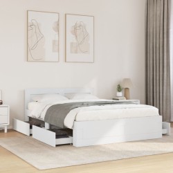 Cadre de lit avec tête de lit sans matelas blanc 120x200 cm 