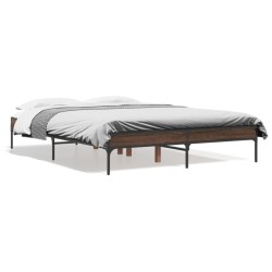 Cadre de lit sans matelas chêne marron 135x190 cm 
