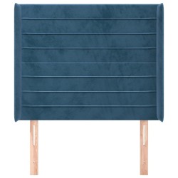 Tête de lit avec oreilles Bleu foncé 83x16x118/128 cm Velours 