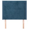 Tête de lit avec oreilles Bleu foncé 83x16x118/128 cm Velours 