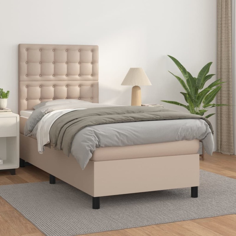 Sommier à lattes de lit avec matelas Cappuccino 90x190 cm 
