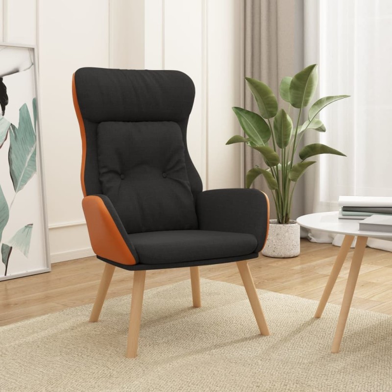 Chaise de relaxation Noir Tissu et PVC Chaise de relaxation Noir Tissu et PVC