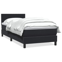 Sommier à lattes de lit avec matelas noir 100x210 cm velours 