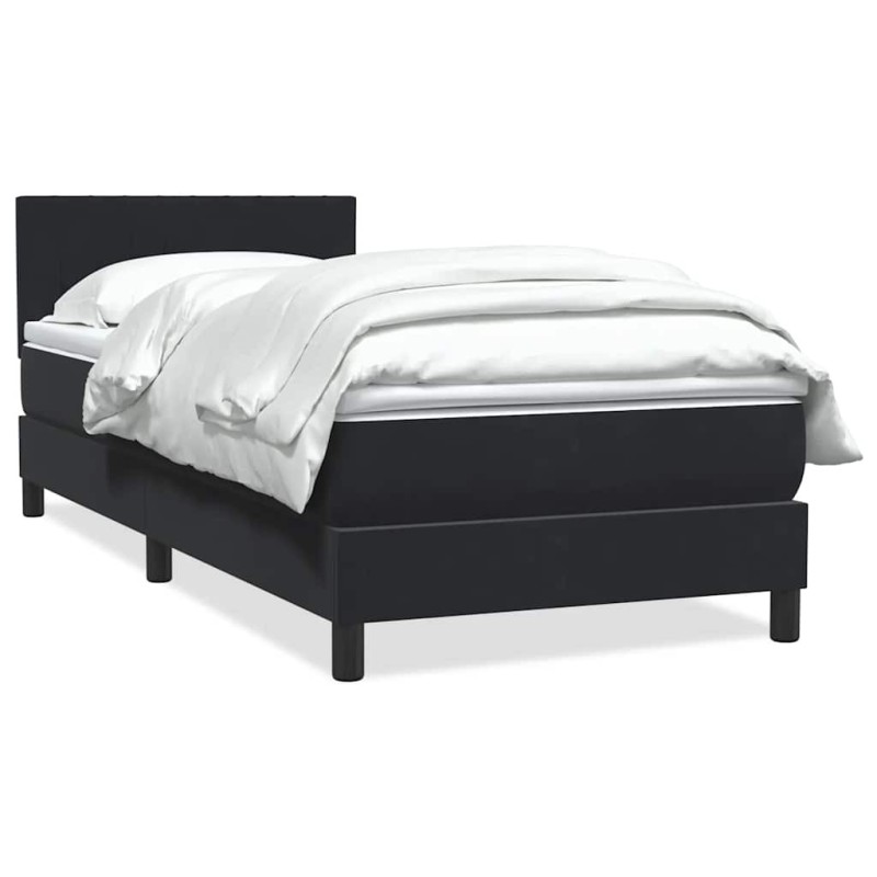 Sommier à lattes de lit avec matelas noir 100x210 cm velours 