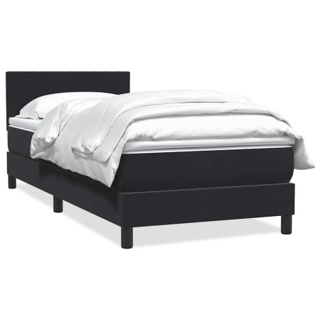 Sommier à lattes de lit avec matelas noir 100x210 cm velours 
