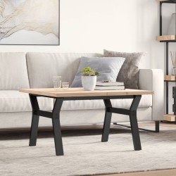 Table basse cadre en Y 80x80x45,5cm bois de pin massif et acier 
