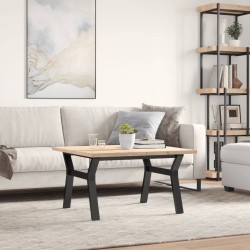Table basse cadre en Y 80x80x45,5cm bois de pin massif et acier 