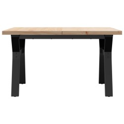 Table basse cadre en Y 80x80x45,5cm bois de pin massif et acier 