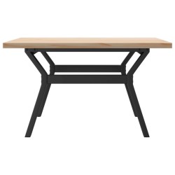 Table basse cadre en Y 80x80x45,5cm bois de pin massif et acier 